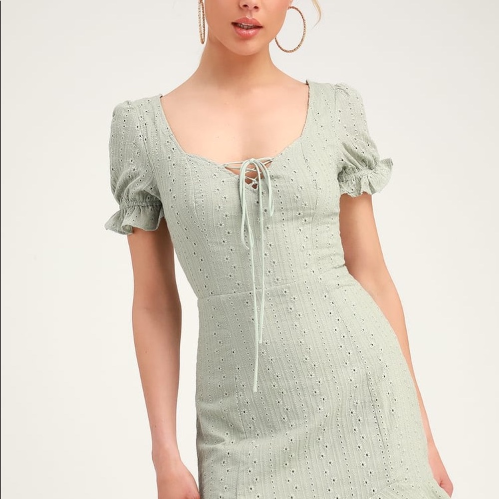 Sage green mini dress